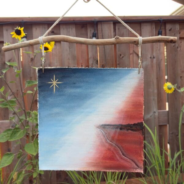 12 x 12" on raw canvas